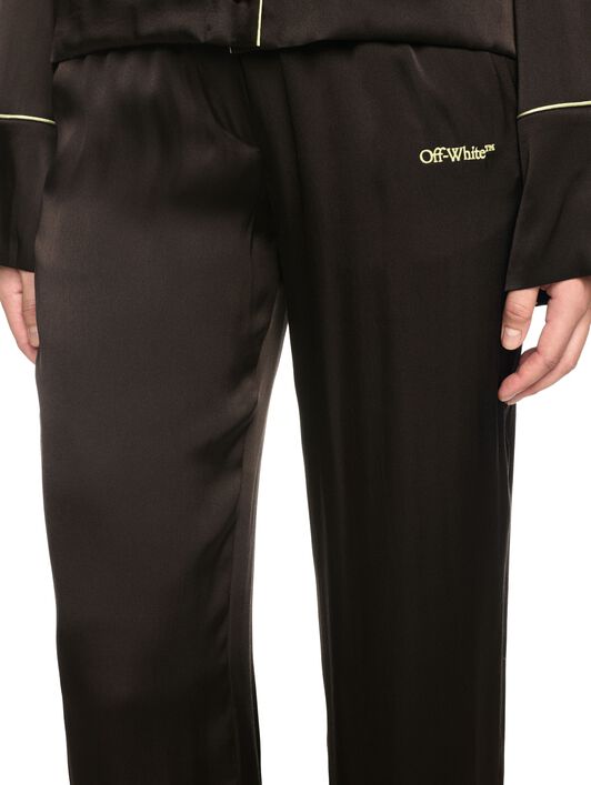 OFF WHITE Braune Satin Pyjamahose SCHWARZ OWCA18KS25FAB002