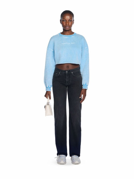 Switch Off Crop Crewneck Sweatshirt OFF WHITE Switch Off Crop Crewneck Sweatshirt LIGHT BLUE - WHITE OWBA07DT25FLE001
