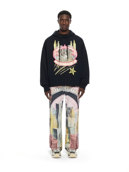 OFF WHITE Big Frame World Loose Hoodie BLACK 44MBB12MZ26F005