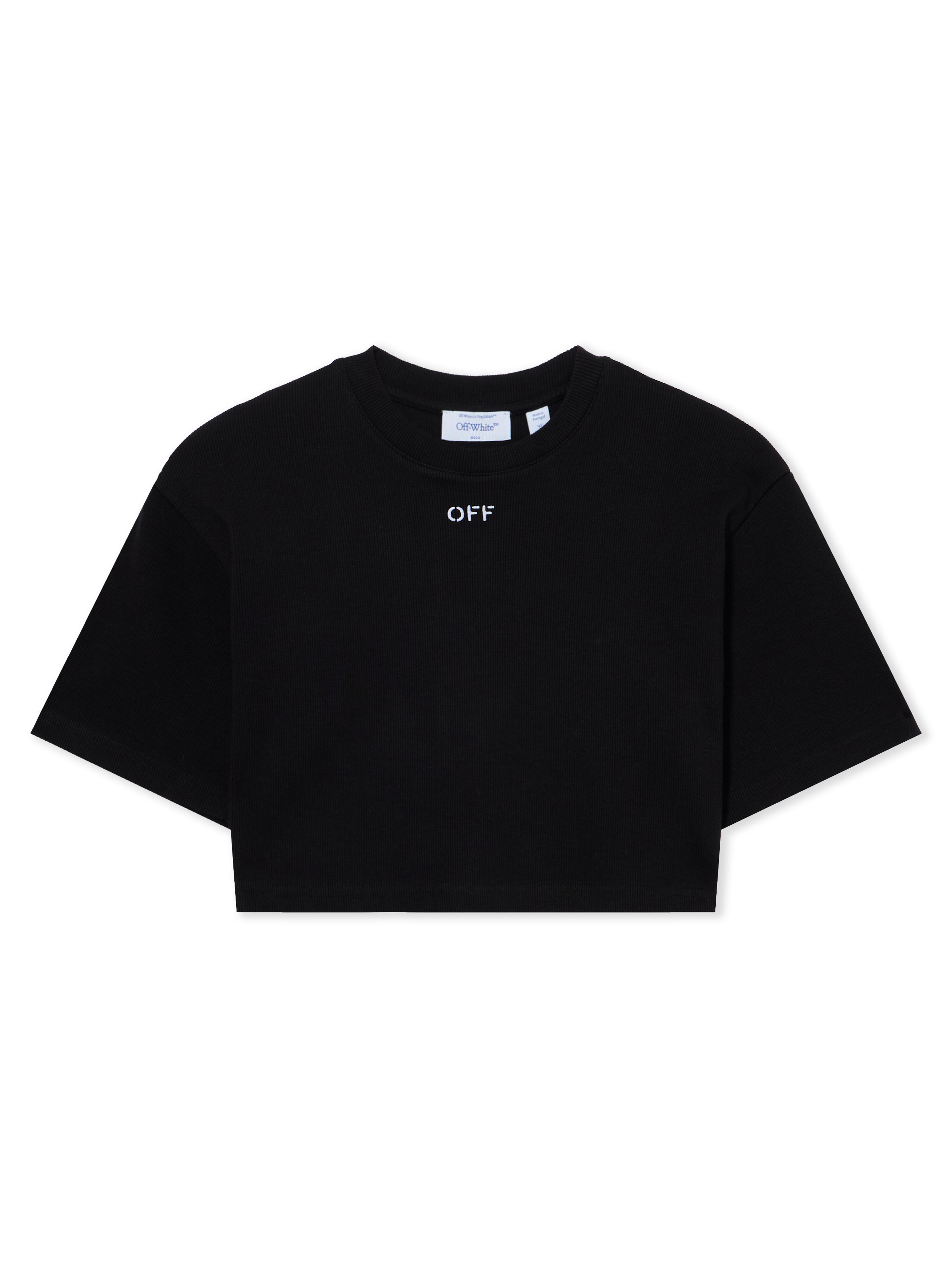 OFF WHITE Off Stamp Rib Cropped Tee Black-White 2FA00678T