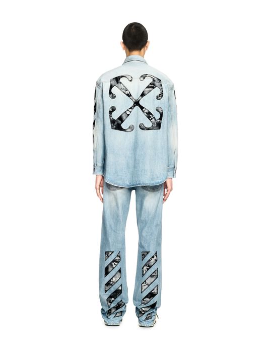 OFF WHITE Blue Diagonal Fresco Arrow Military Shirt BLUE OMYD05HS25DEN001