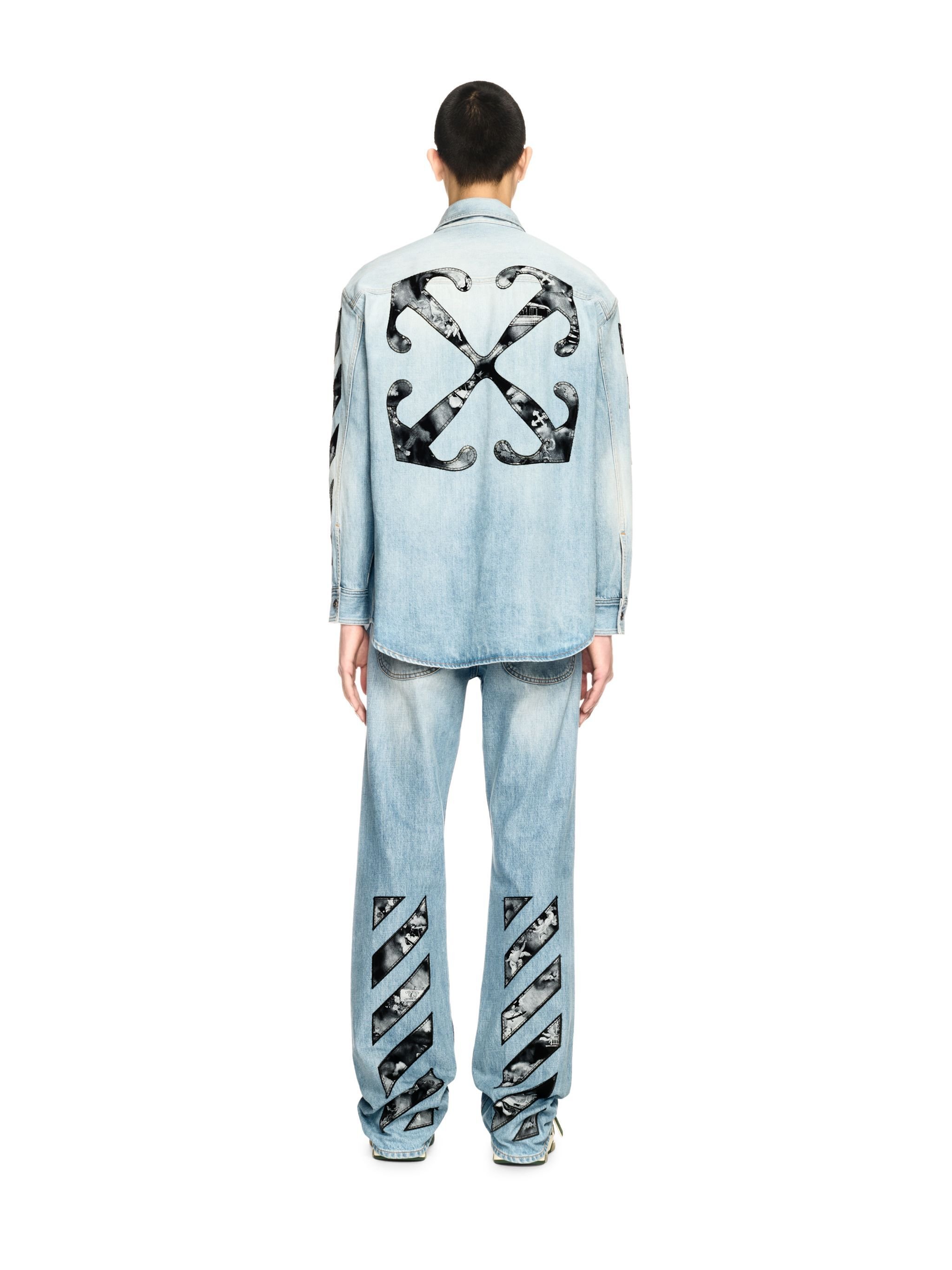 OFF WHITE Blue Diagonal Fresco Arrow Military Shirt BLUE OMYD05HS25DEN001