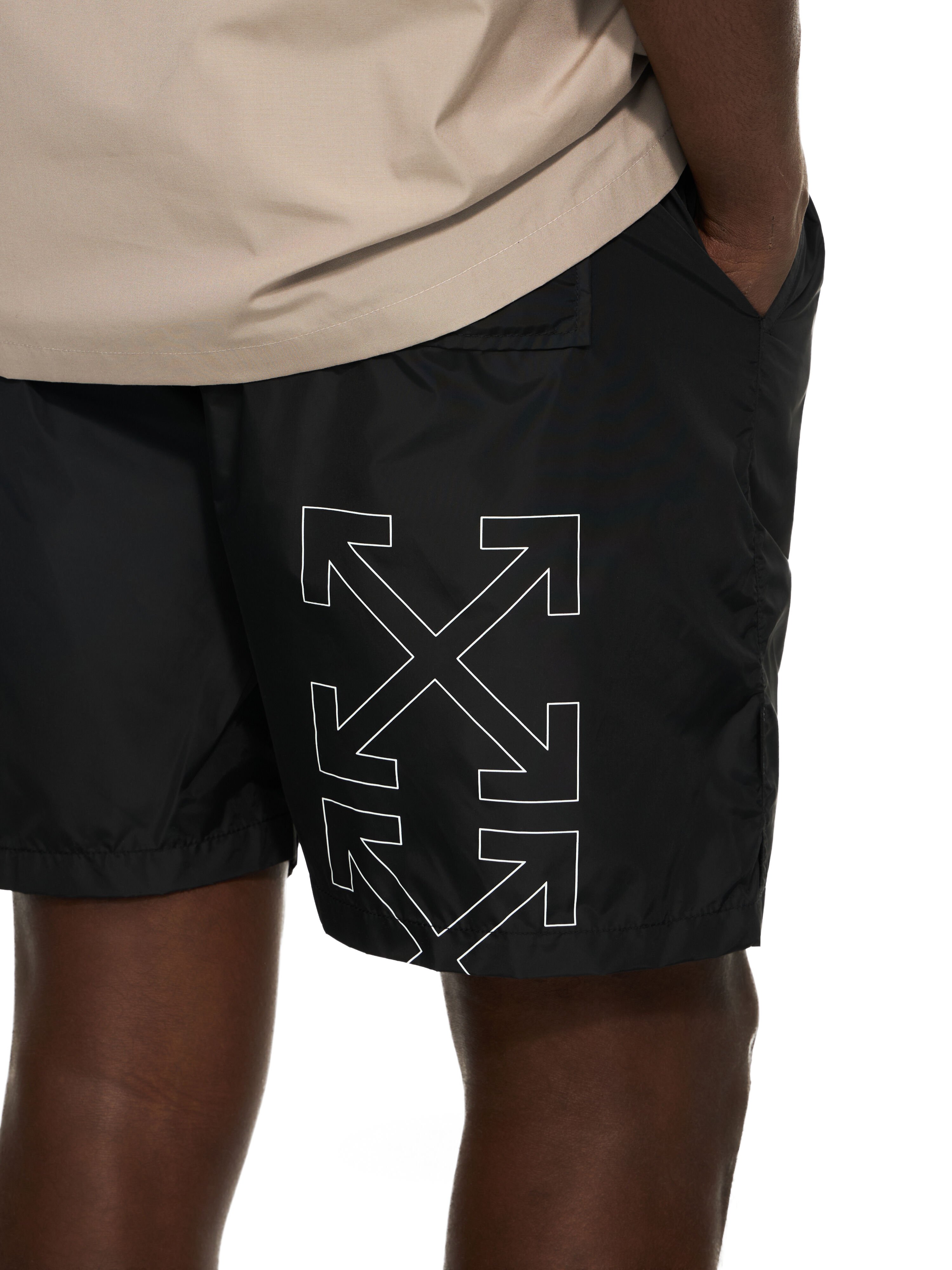 OFF WHITE Outline Arrow Surfer Swimshorts  OMFD013F25FAB001