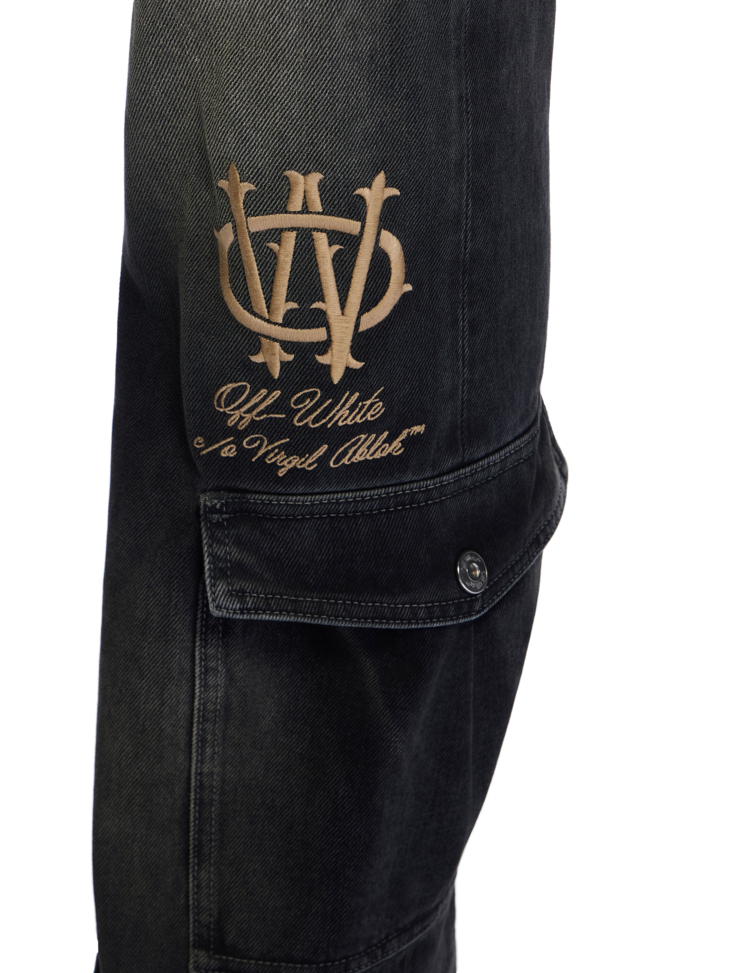 OFF WHITE Gothic Skate Cargo Jeans DIRTY BLACK - FROZEN DEW OMYA190F25DEN001