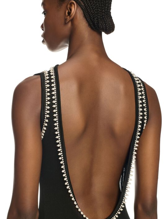 OFF WHITE LIGHT RIB EMB 20S LONG DRESS BLACK OWDB505F24JER001