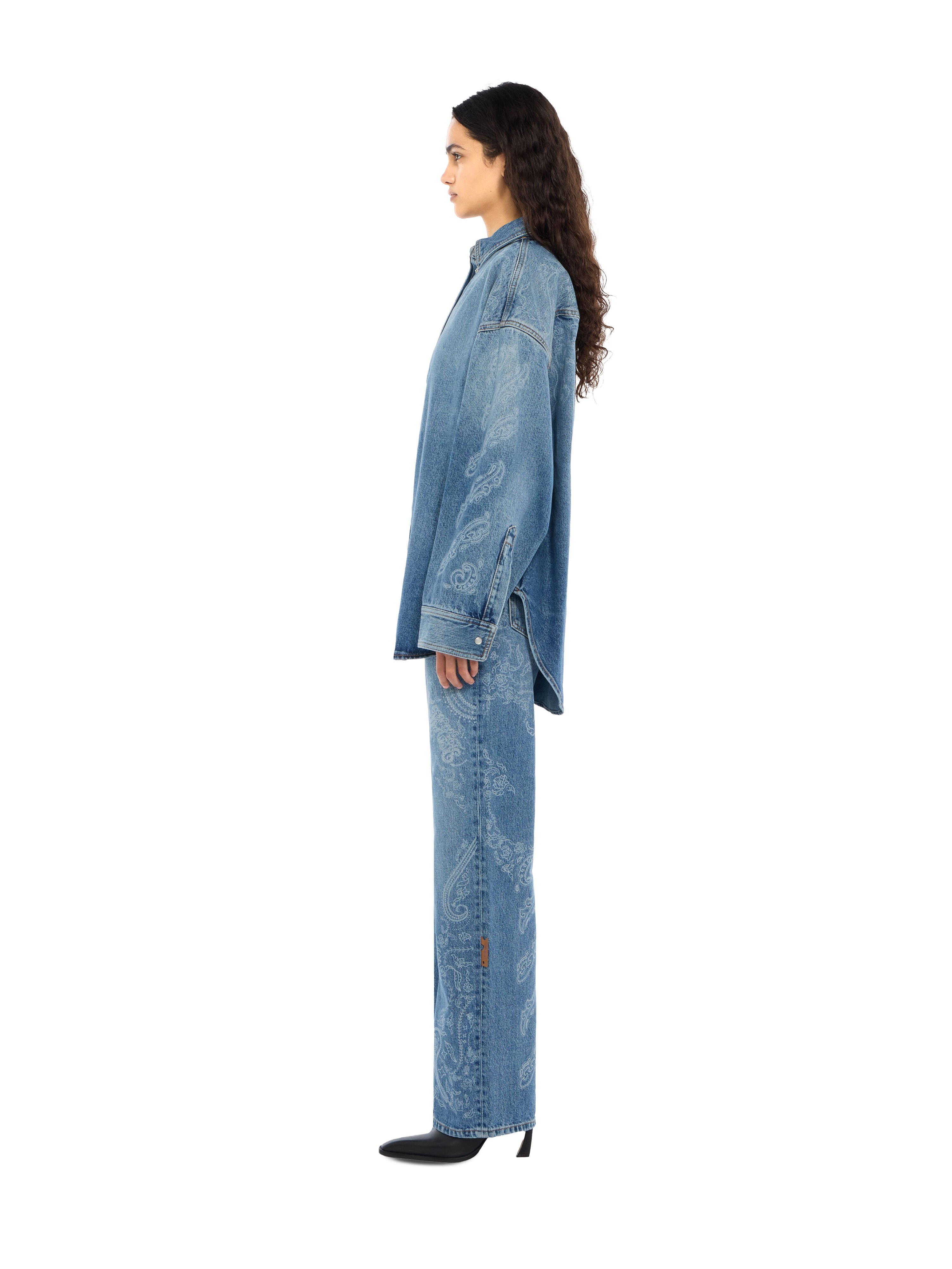 Paisley Denim Lover Shirt Jacket OFF WHITE Paisley Denim Lover Shirt Jacket Light Medium Blue White 2FB00664T