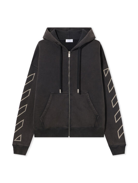 OFF WHITE Martyrdom Arrow Zip Hoodie VINTAGE BLACK - CREME BRULÉE OMBE015S25FLE003