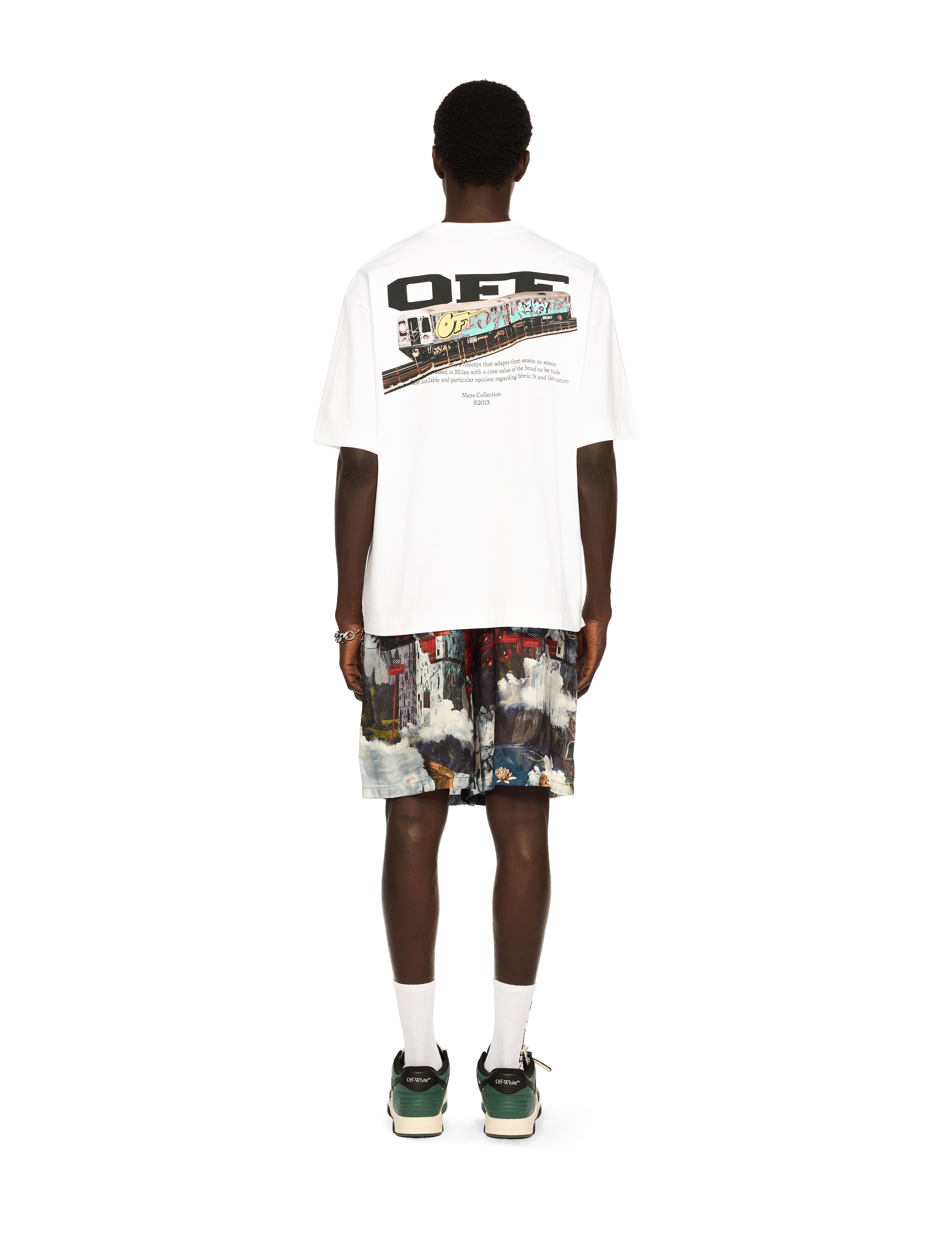 OFF WHITE Train Off Skate Logo Tee WHITE - BLACK OMAA120F25JER004