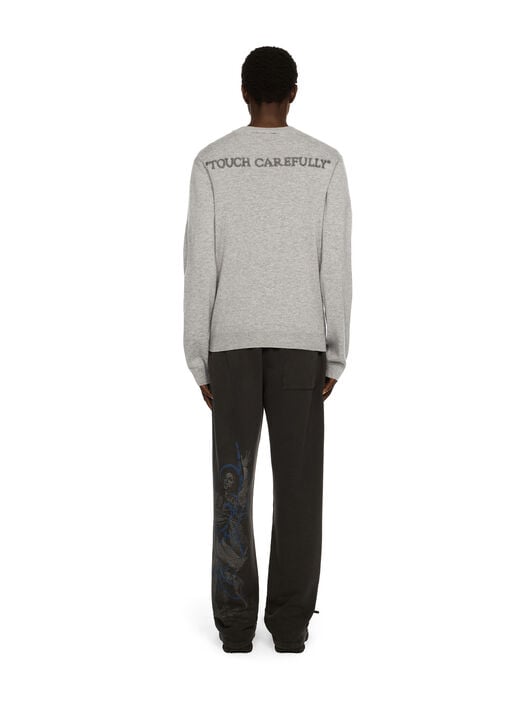 Quote Knit Crewneck Logo Sweater OFF WHITE Quote Knit Crewneck Logo Sweater LIGHT GREY MELANGE - BLACK OMHE20OF25KNI001