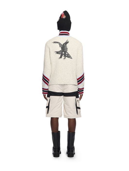 African Cot Bouclé Zip Cardigan OFF WHITE African Cot Bouclé Zip Cardigan LIGHT GREY - BLACK OMHY002W25KNI001