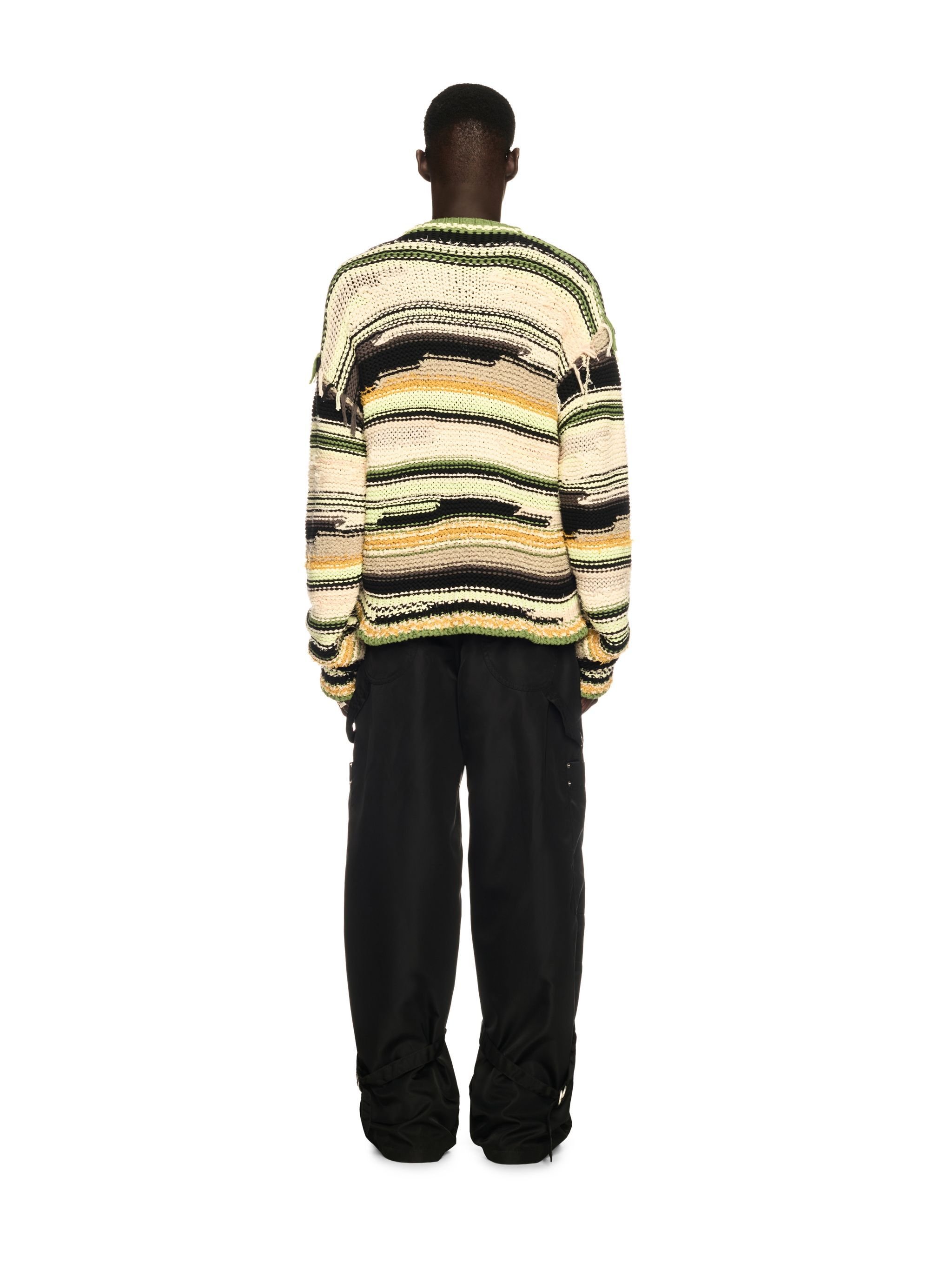 OFF WHITE Green Premium Quality Striped Knit Cardigan NEUTRALS OMHB02FS25KNI001