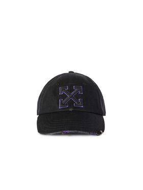 OFF WHITE Distressed Denim Baseball Cap Black WHITE OWRB133C99LEA001