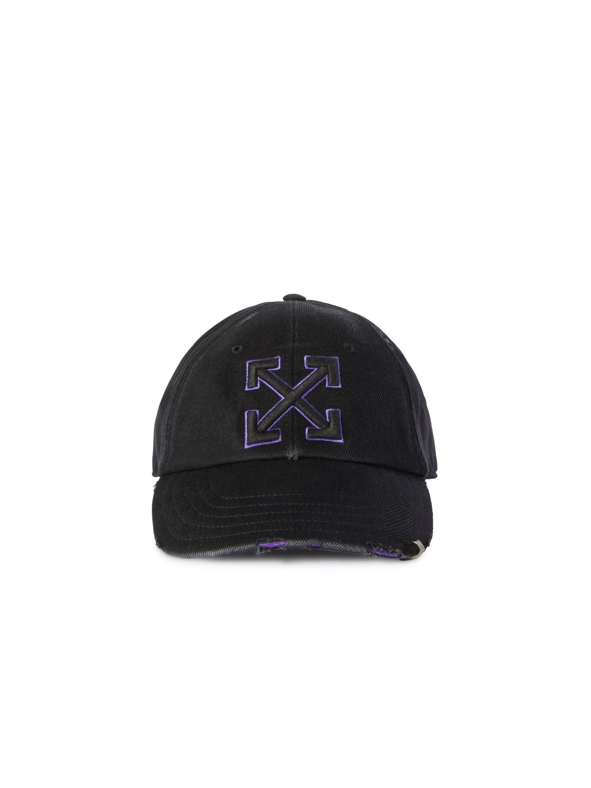 OFF WHITE Distressed Denim Baseball Cap Black BLACK OWLA017S25DEN003