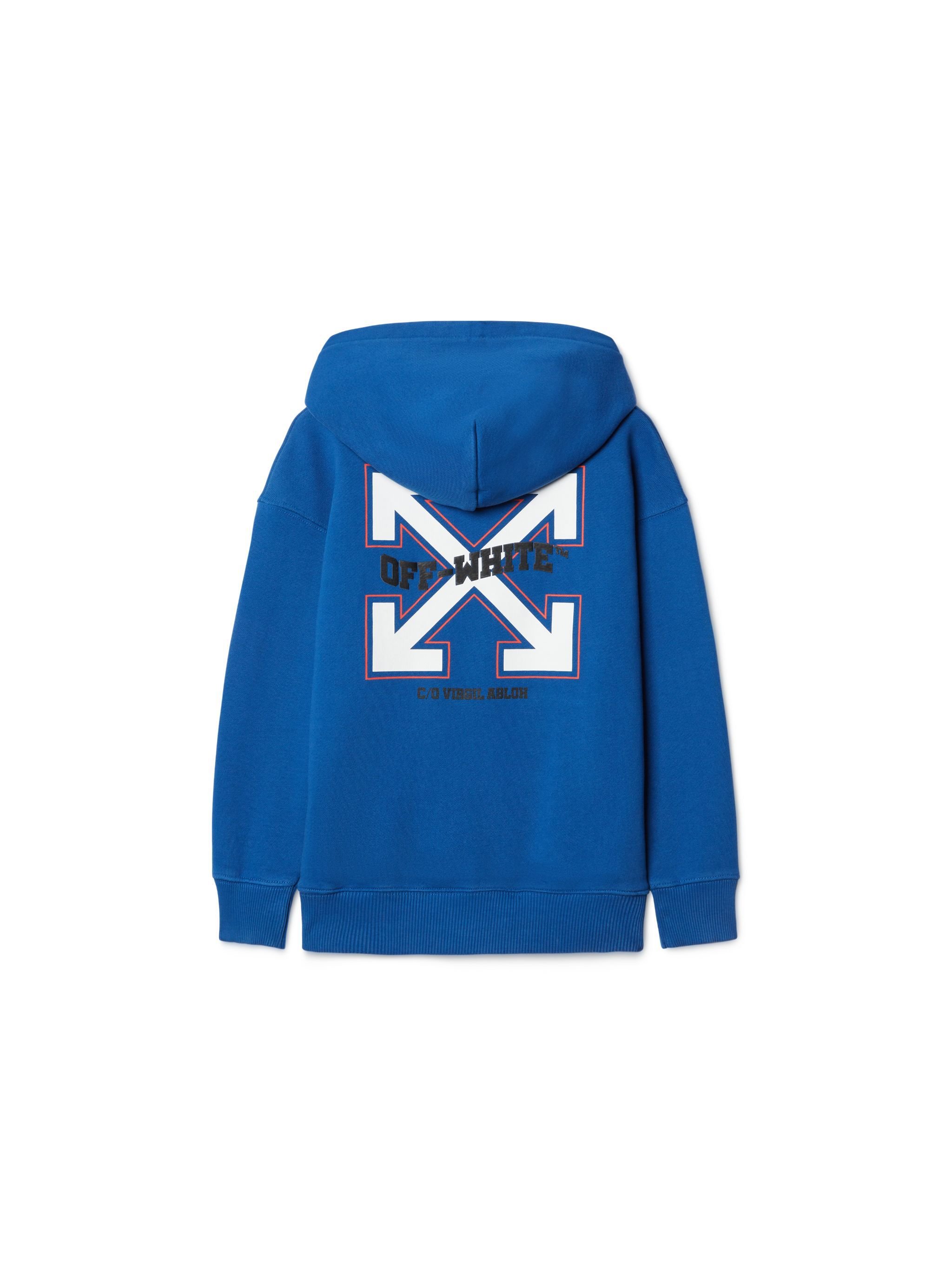 OFF WHITE Felpa Con Cappuccio E Motivo Varsity Arrow BLU OBBB001S25FLE009