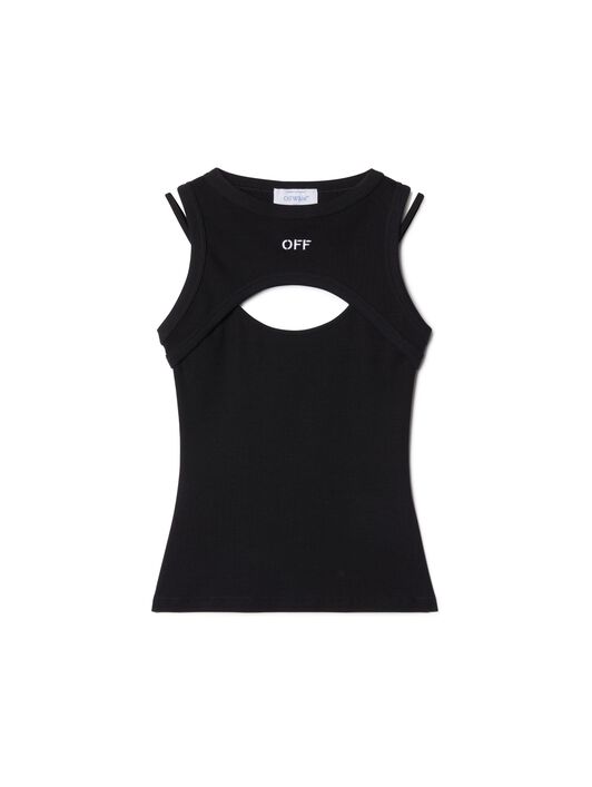 OFF WHITE Black Off Stamp Ribbed Row Top BLACK OWAD237C99JER001
