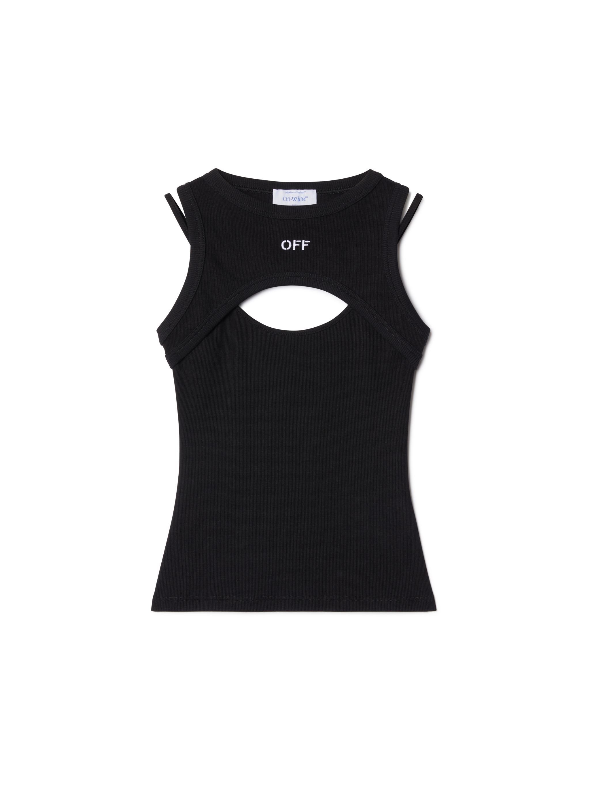 OFF WHITE Black Off Stamp Ribbed Row Top BLACK OWAD237C99JER001