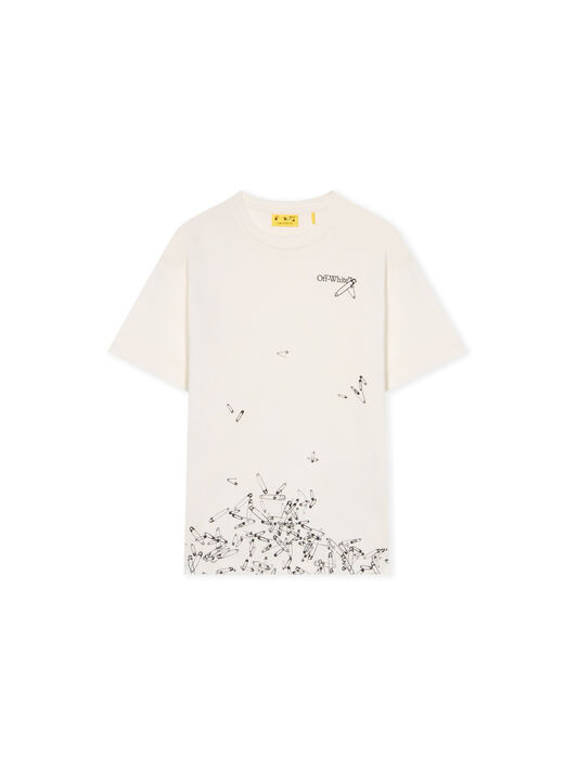 OFF WHITE Safety Pins Graphic Logo T-Shirt WHITE - BLACK OBAA002F25JER00H