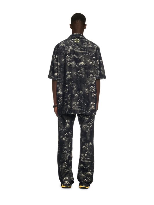 OFF WHITE Blue Jacquard Fresco Bowling Shirt BLUE OMYD05AS25DEN002