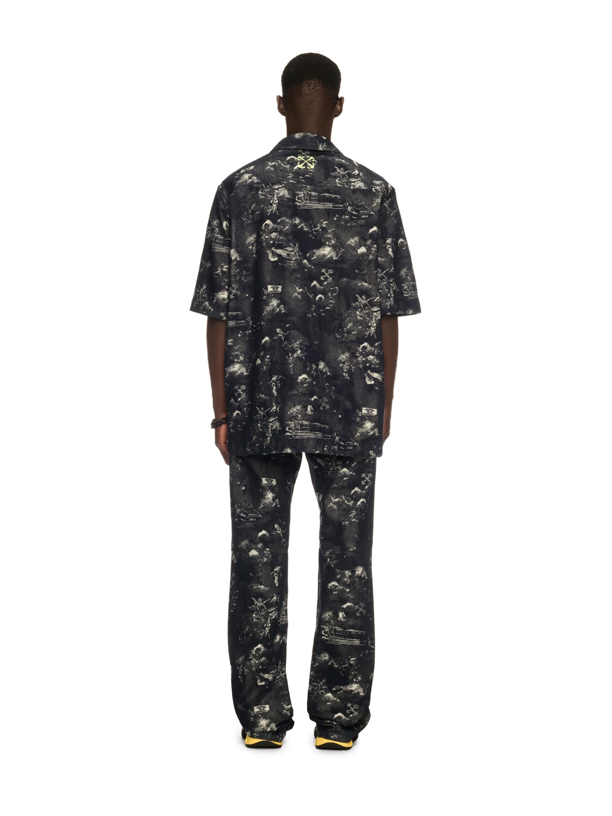 OFF WHITE Blue Jacquard Fresco Bowling Shirt BLUE OMYD05AS25DEN002