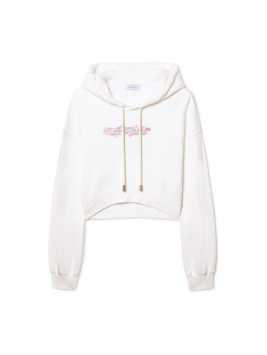 OFF WHITE White Bookish Rose Cropped Hoodie WHITE OWBB056S25FLE001