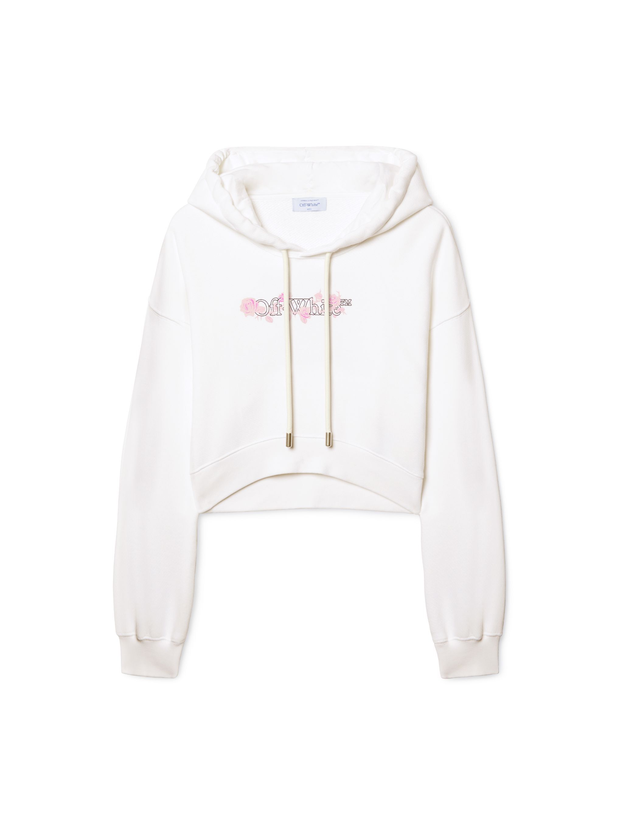 OFF WHITE White Bookish Rose Cropped Hoodie WHITE OWBB056S25FLE001