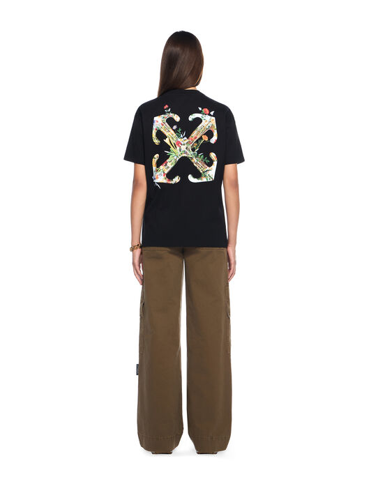 OFF WHITE Arrow Glass Flower Regular Logo T-Shirt BLACK - WHITE OWAA089F25JER001