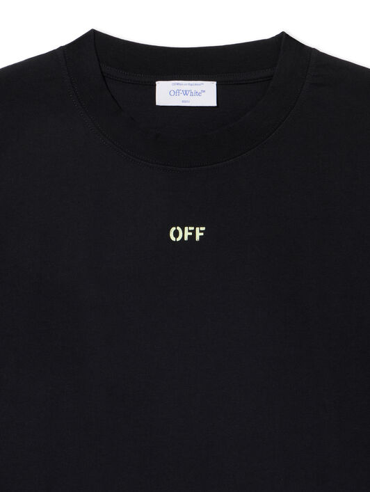 OFF WHITE Croco Arrow T-Shirt BLACK - LIME CREAM OMAA027S25JER00C