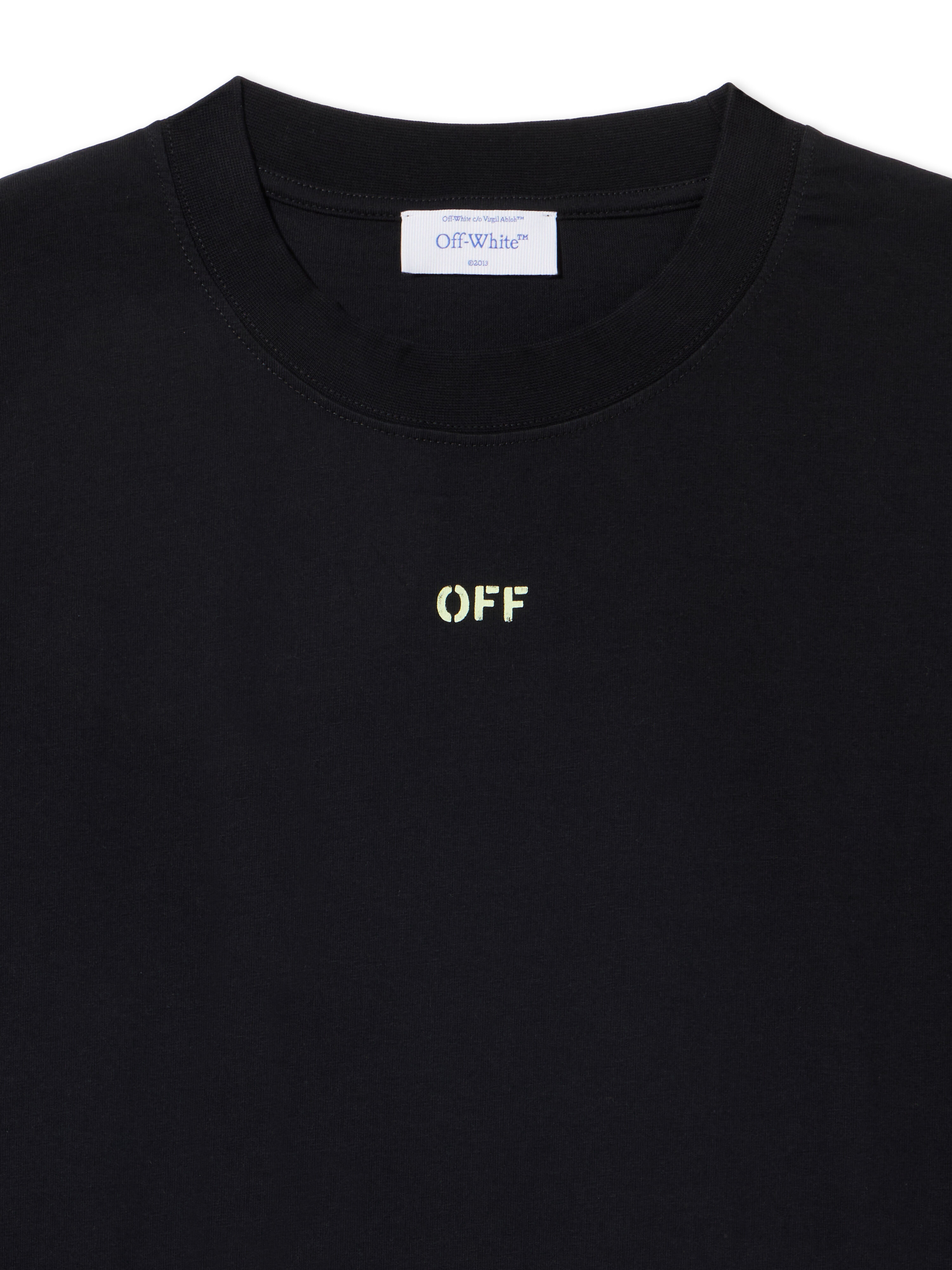 OFF WHITE Croco Arrow T-Shirt BLACK - LIME CREAM OMAA027S25JER00C