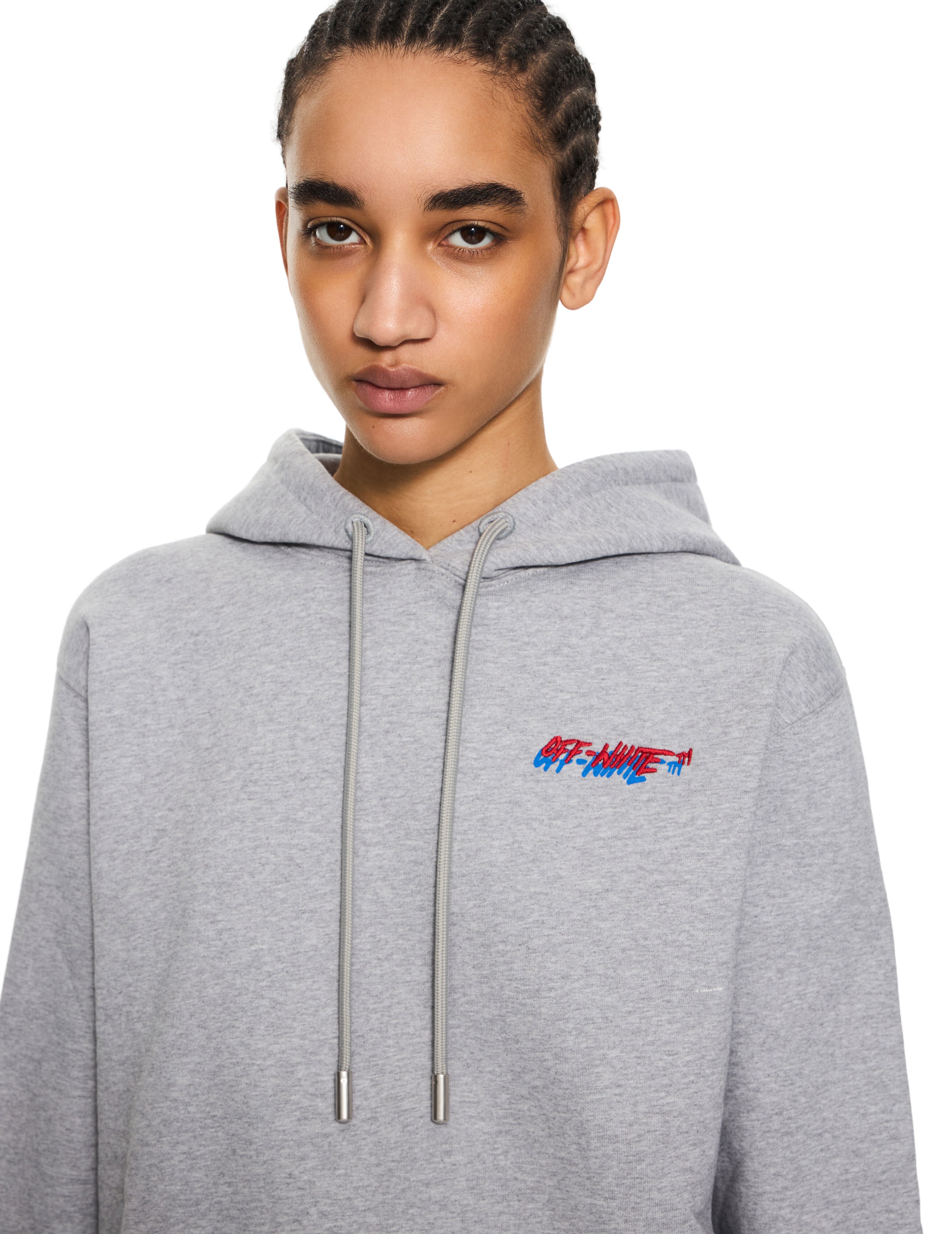 OFF WHITE Off-White Shadow Hoodie Gray Melange-Haute Red 2BB035S26FLE001