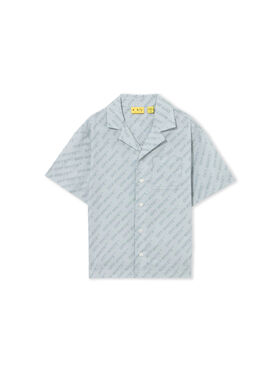 OFF WHITE Logo Aop Bowling Shirt DUSTY BLUE 44BGA002S26F001