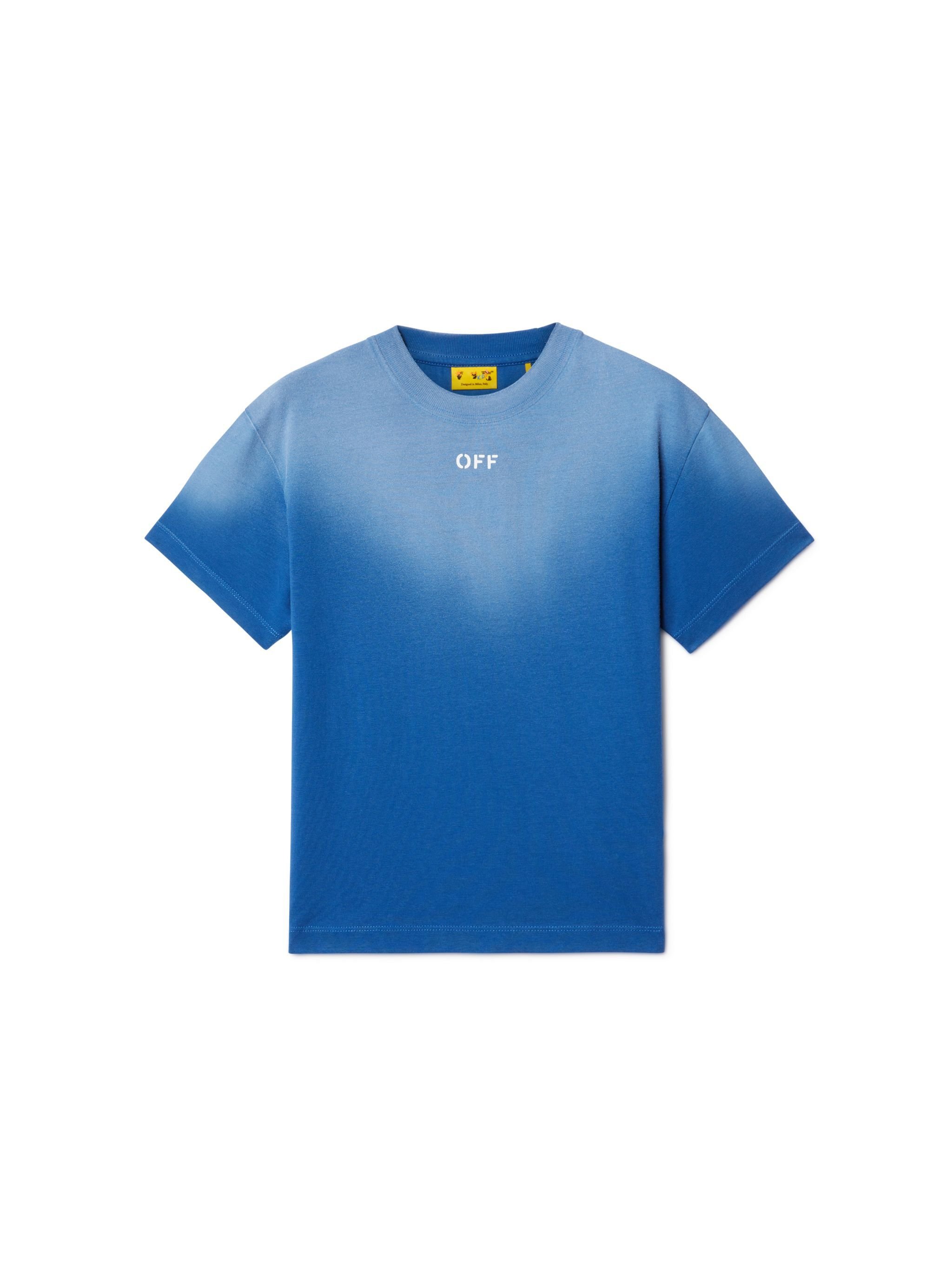 OFF WHITE Bleached Stamp T-Shirt BLUE OBAA002S25JER006