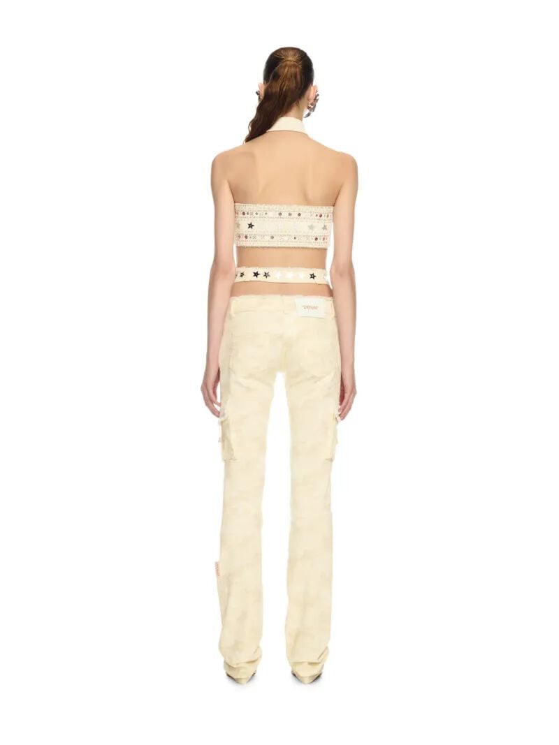 OFF WHITE Cremefarbene Camouflage Crossover Gürtelhose  OWCA18RZ25FAB001