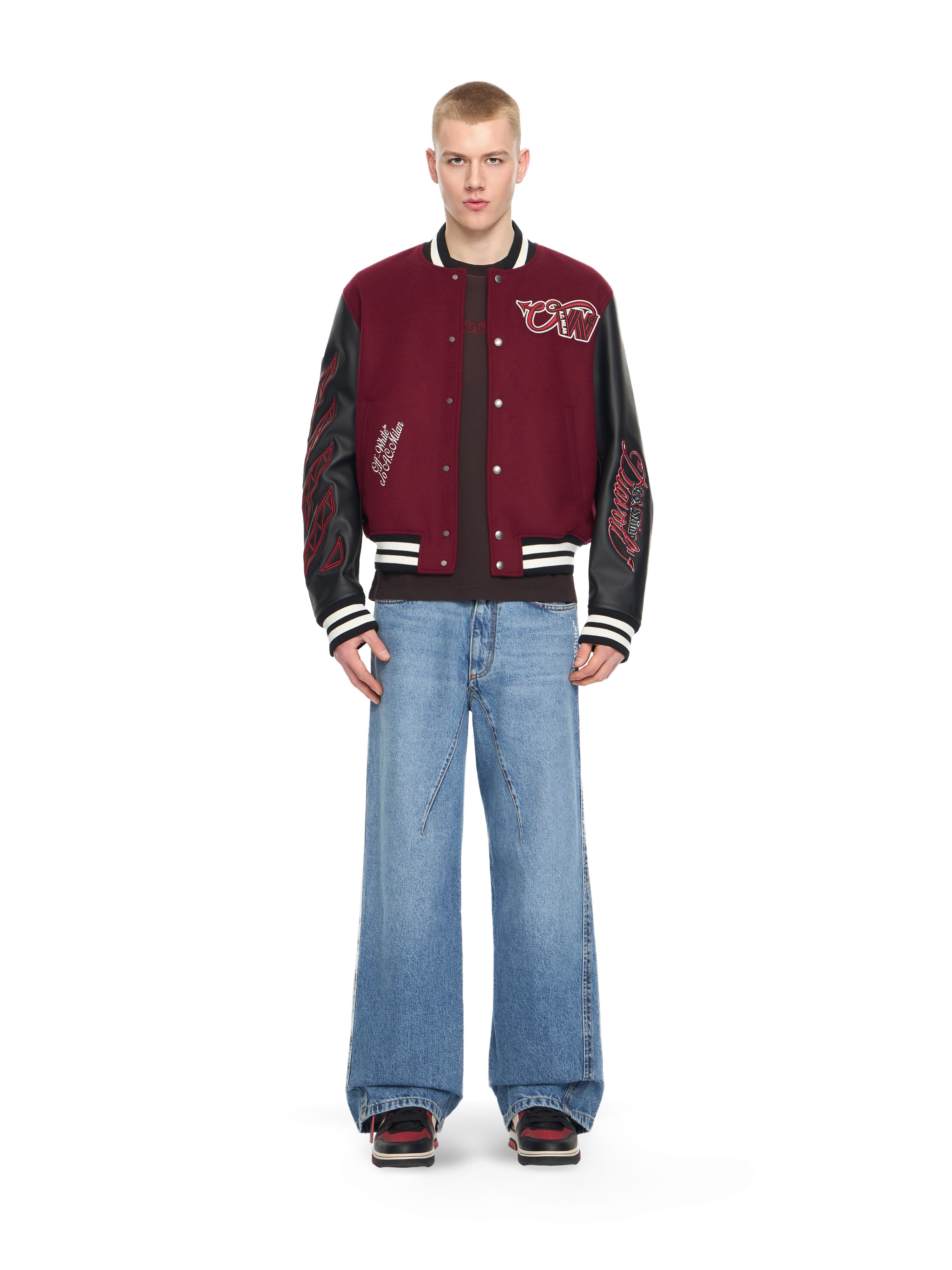 Off-White™ c/o AC Milan Varsity Jacket OFF WHITE Off-White™ c/o AC Milan Varsity Jacket BLACK RED 44MEA305G25F002