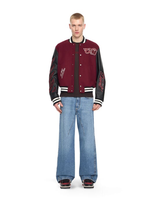 Off-White™ c/o AC Milan Varsity Jacket OFF WHITE Off-White™ c/o AC Milan Varsity Jacket BLACK RED 44MEA305G25F002