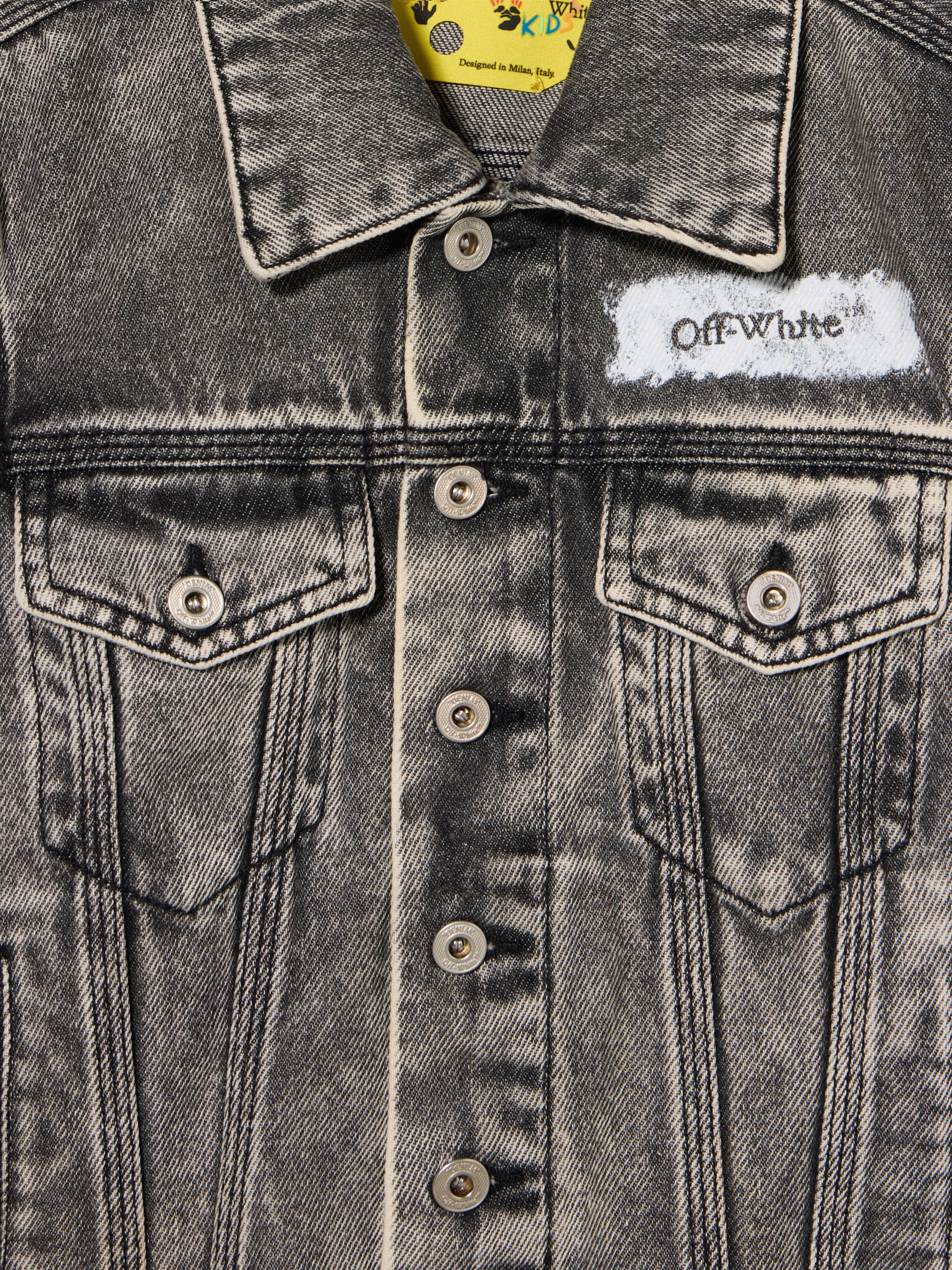 OFF WHITE Diagonal Sponge Denim Jacket GREY - WHITE OGYE002F25DEN001
