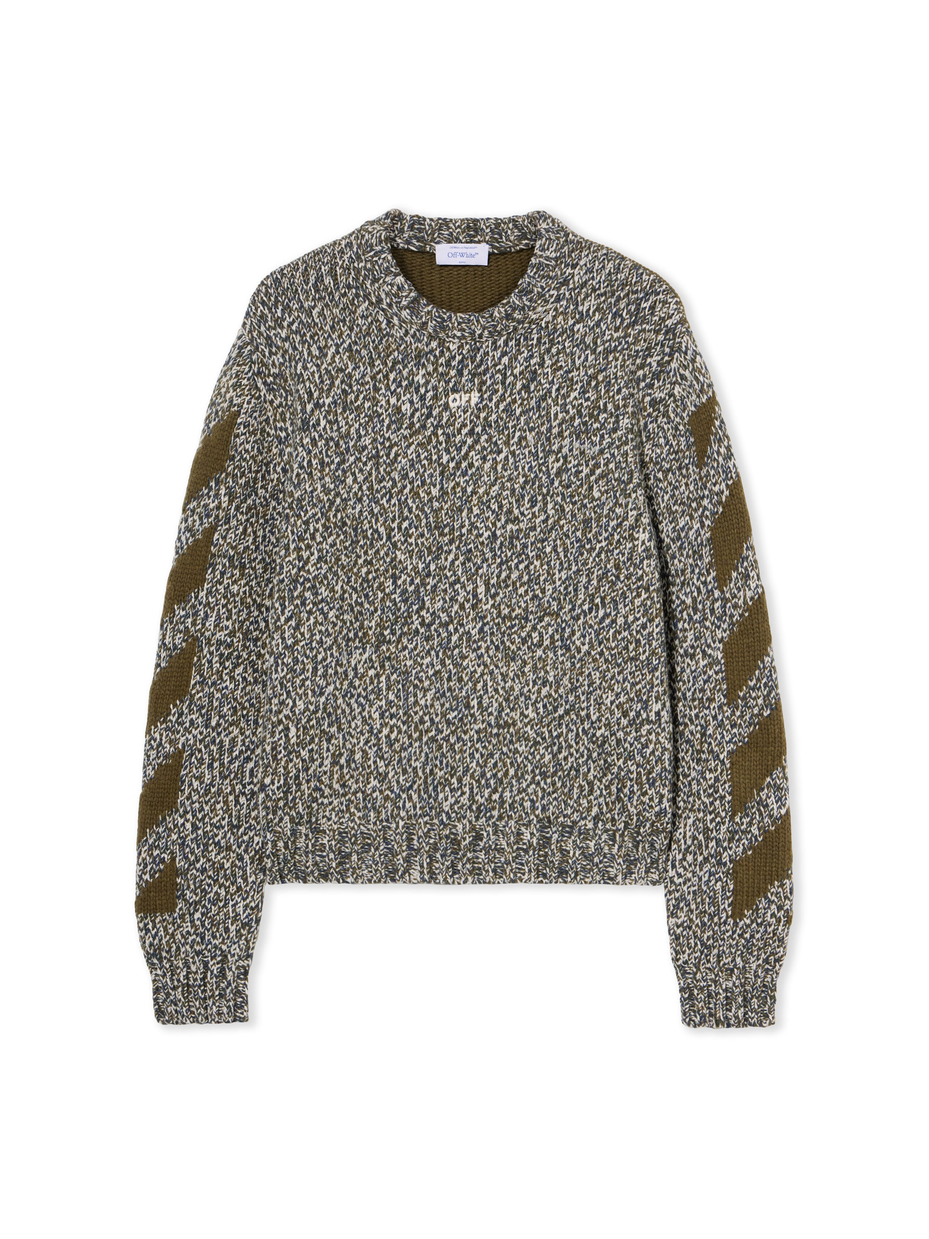 OFF WHITE Diagonal Arrow Mouliné Knit Crewneck Sweater BEECH MOULINÈ - BEECH OMHE20HF25KNI001