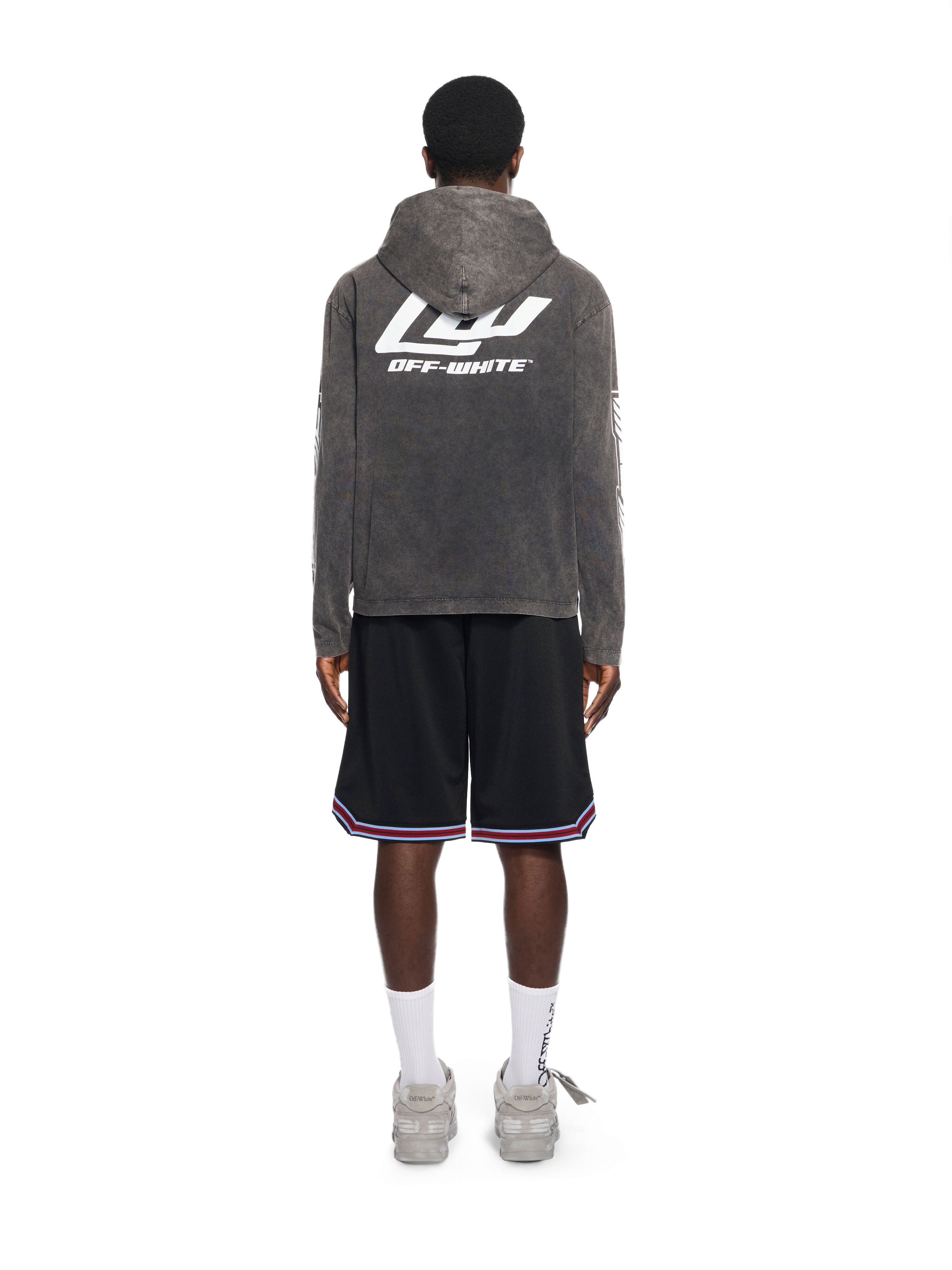 OFF WHITE Eagle 90S Hooded L/S Tee VINTAGE BLACK - WHITE OMAB09DW25JER003