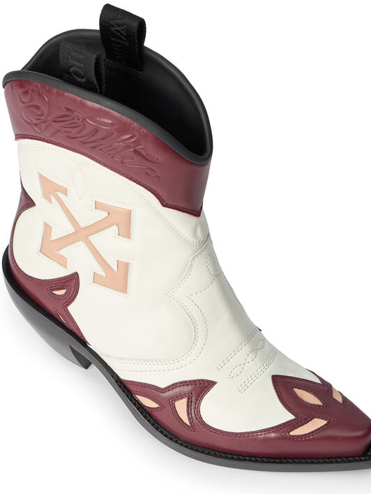 Santiago Texan Ankle Boots OFF WHITE Santiago Texan Ankle Boots OFF WHITE/BURGUNDY OF06091101