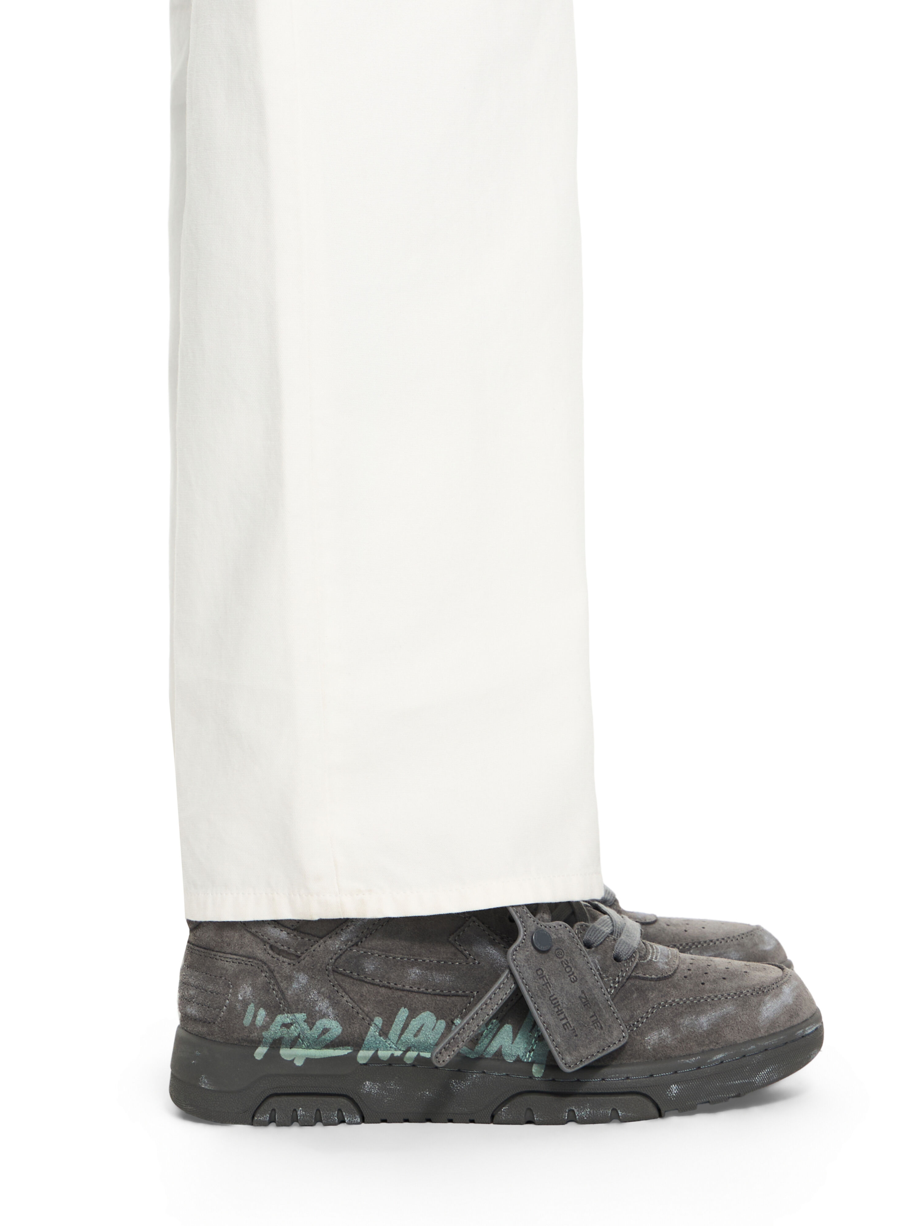 OFF WHITE Out Of Office "For Walking" Suede Sneakers DARK GREY - MISTY BLUE OMIA189S26LEA006