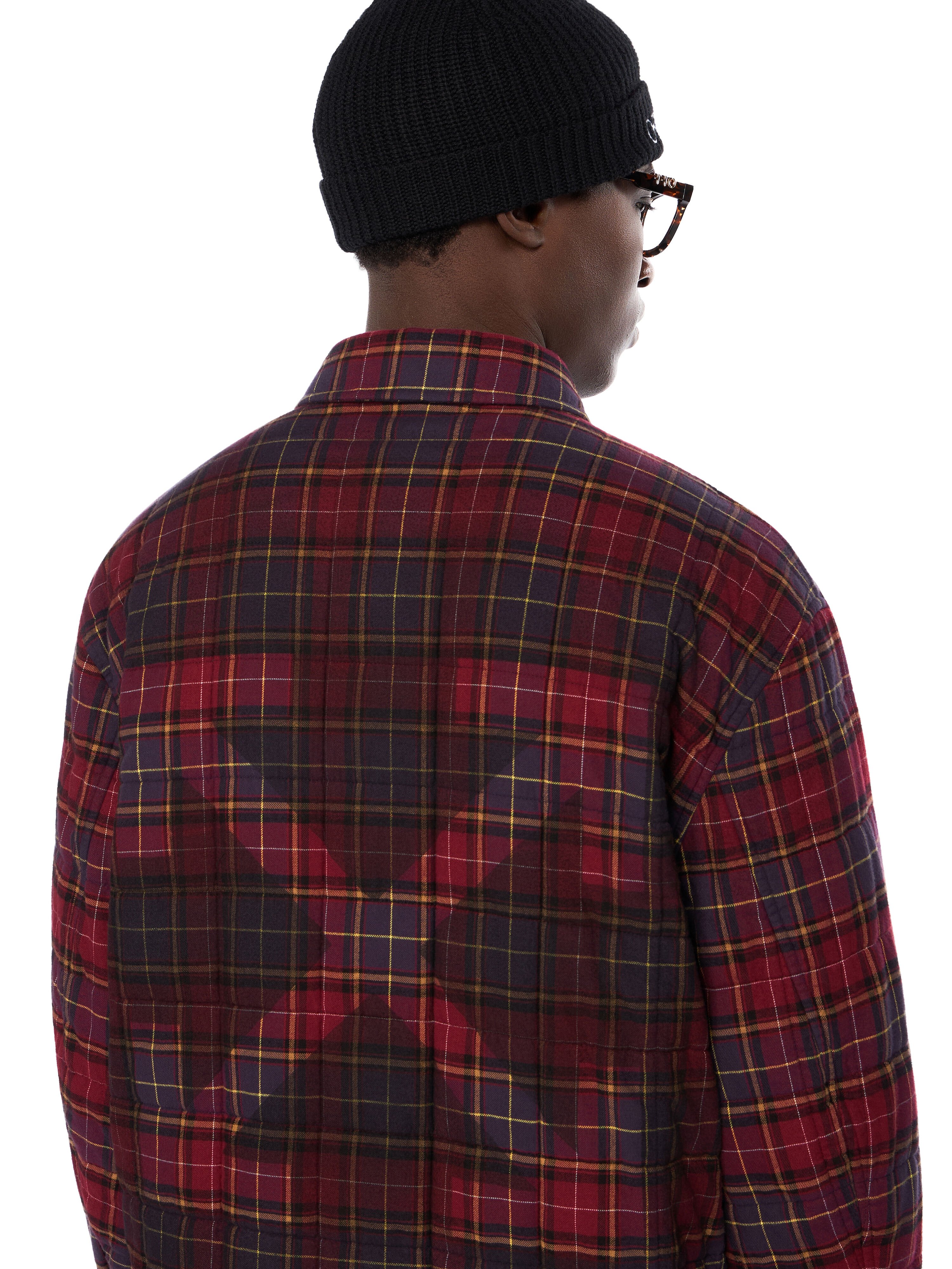 OFF WHITE Spray Arrow Check Flannel Overshirt BURGUNDY - BLACK OMES01AF25FAB002