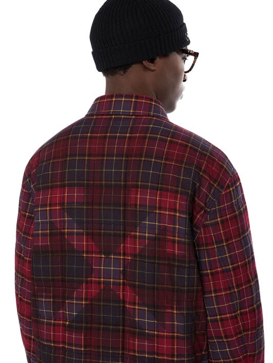 Spray Arrow Check Flannel Overshirt OFF WHITE Spray Arrow Check Flannel Overshirt BURGUNDY - BLACK OMES01AF25FAB002