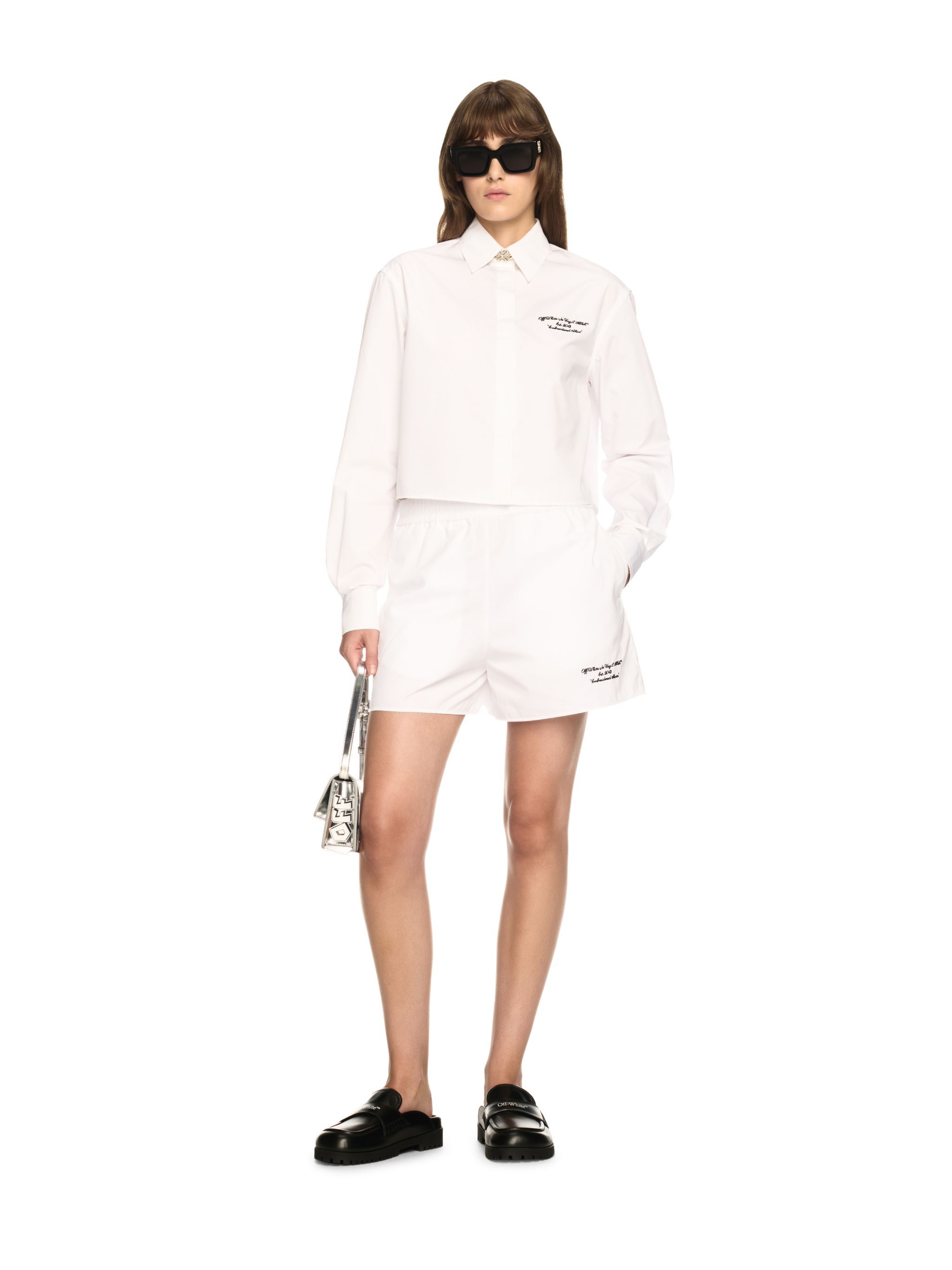 OFF WHITE White Poplin Shorts WHITE OWCB05DS25FAB001