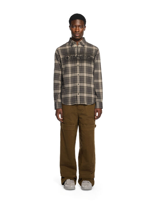 OFF WHITE Spray Book Check Flannel Shirt DARK GREY - BLACK OMGE04MF25FAB003