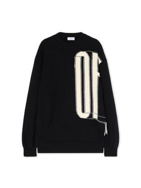 OFF WHITE Big Off Knit Crewneck Sweater BLACK - IVORY OMHE20LF25KNI001