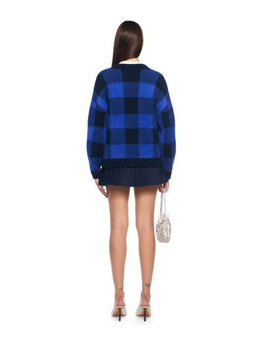 OFF WHITE Jacquard Check Knit Cardigan ELECTRIC BLUE-KENTUCKY BLUE OWHB04JF25KNI001