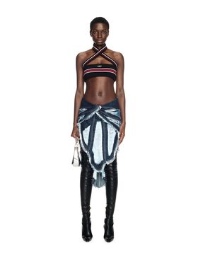 OFF WHITE Shredded Denim Skirt BLUE OWYF02BW24DEN001