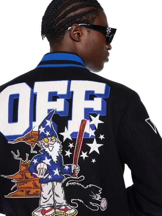 Street Wiz Wool Varsity Jacket OFF WHITE Street Wiz Wool Varsity Jacket BLACK - MULTICOLOR OMEH053F25FAB001