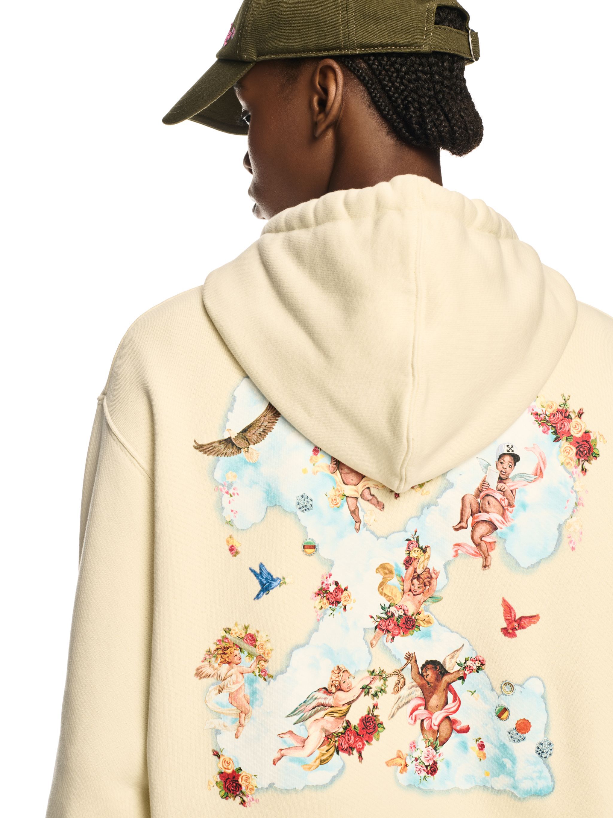 OFF WHITE White Rose Valley Hoodie NEUTRALS OWBB058S25FLE003