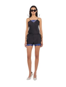 OFF WHITE Satin Lace Slip Shorts Black Nautical Blue 2FJ00870B