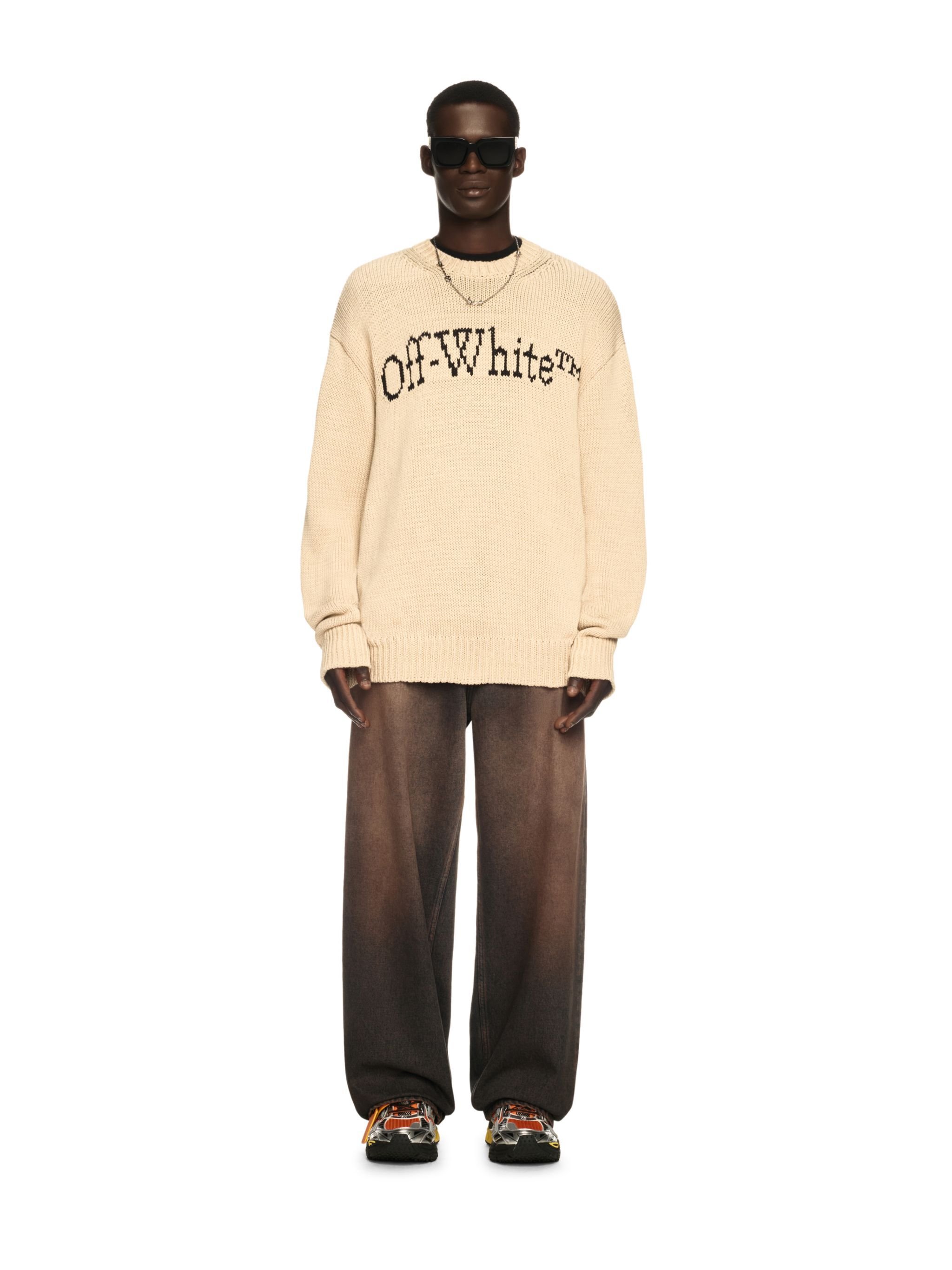 OFF WHITE Big Bookish Chunky Knit Crewn Creme Brul NEUTRALS OMHE167S25KNI001